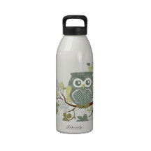 Polka Dot Owl in Tree Water Bottle