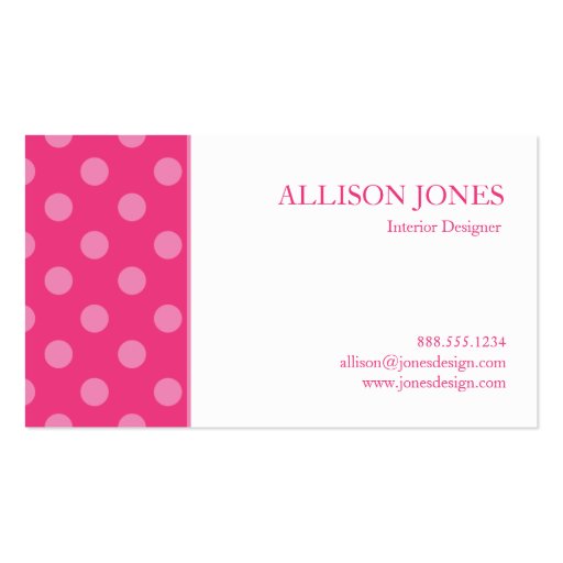 Polka Dot Party Hot PInk Chic Business Card (back side)