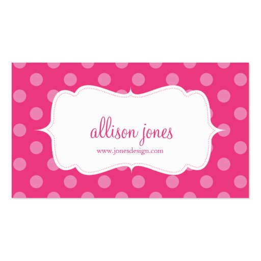 Polka Dot Party Hot PInk Chic Business Card (front side)
