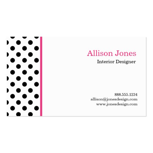 Polka Dot Party Mini Hot Pink Business Card (back side)
