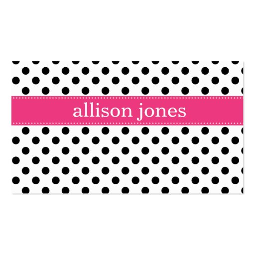Polka Dot Party Mini Hot Pink Business Card (front side)