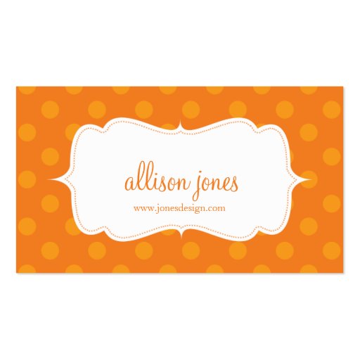 Polka Dot Party Orange Chic Business Card