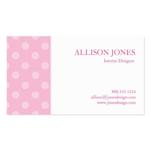 Polka Dot Party PInk Chic Business Card (back side)