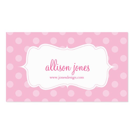 Polka Dot Party PInk Chic Business Card (front side)
