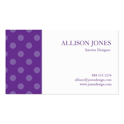 Polka Dot Party Purple Chic Business Card (back side)