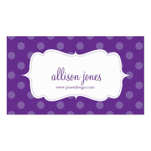 Polka Dot Party Purple Chic Business Card (front side)