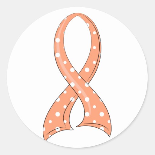 Polka Dot Peach Ribbon Endometrial Cancer Classic Round Sticker Zazzle 7100