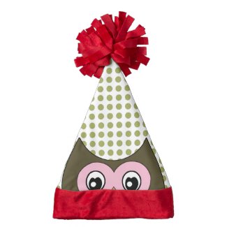 Polka Dot Peek a Boo Owl Santa Hat