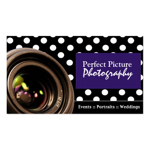 Polka dot photography business cards (front side)