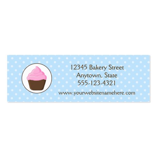 Polka Dot Pink and Brown Cupcake Business Cards (back side)
