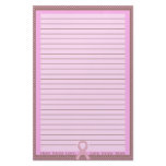 Polka Dot Pink &amp; Brown Pink Ribbon Unlined Stationery Design