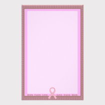 Polka Dot Pink & Brown Pink Ribbon Unlined stationery