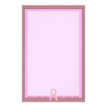 Polka Dot Pink & Brown Pink Ribbon Unlined Personalized Stationery