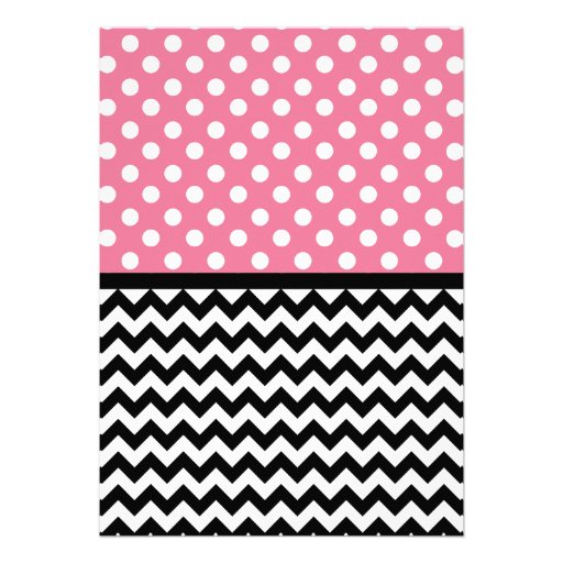 Polka Dot Pink & Chevron Baby Shower Custom Invitations
