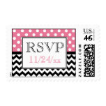 Polka Dot Pink & Chevron RSVP Postage Stamps