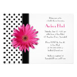 Polka Dot Pink Daisy Bridal Shower Invitation