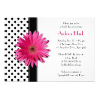 Polka Dot Pink Gerber Bridal Shower Invitation