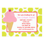 Polka Dot Pink Ice Cream Cone Invitations