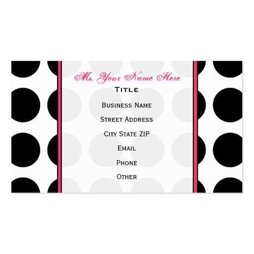 Polka Dot / Pink  Monogram Fashion Business Card (back side)