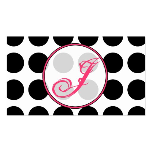 Polka Dot / Pink  Monogram Fashion Business Card (front side)
