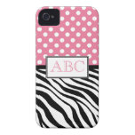 Polka Dot Pink & Zebra Print iPhone 4/4S Case Case-Mate iPhone 4 Cases