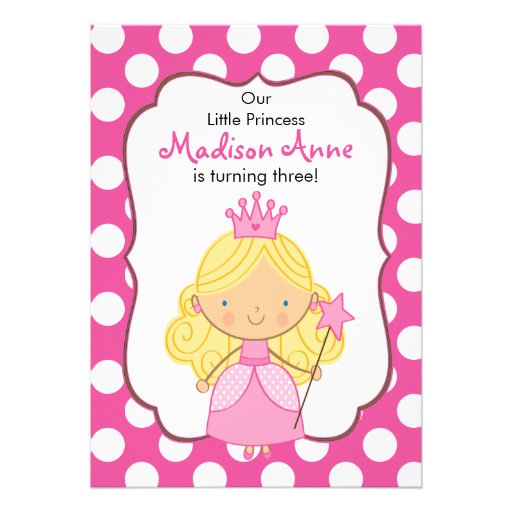 Polka Dot Princess Birthday Invitation Blonde
