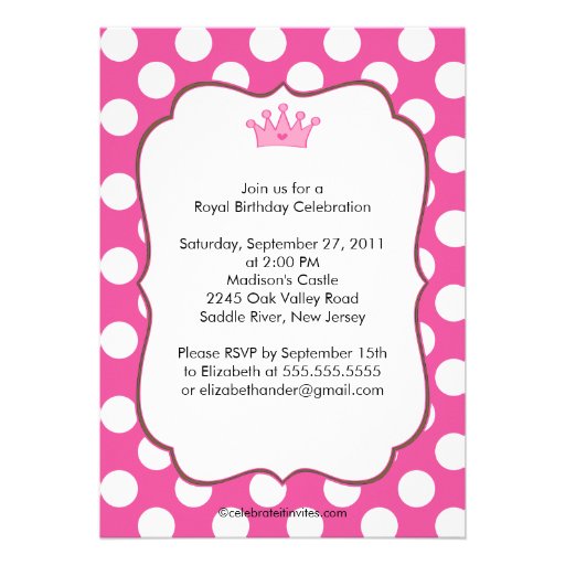 Polka Dot Princess Invitation African American