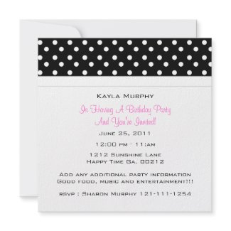 Polka Dot Print Party Invitations invitation