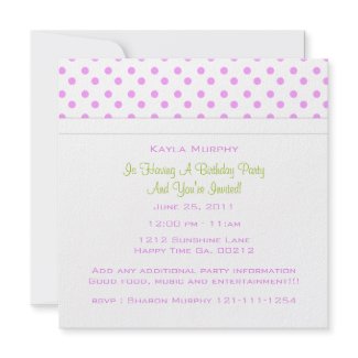 Polka Dot Print Party Invitations invitation