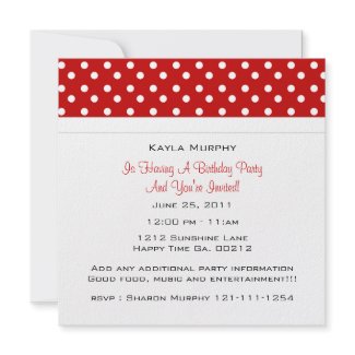 Polka Dot Print Party Invitations invitation