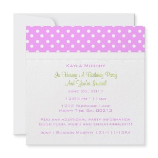 Polka Dot Print Party Invitations invitation
