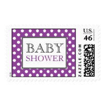 Polka Dot Purple Baby Shower Postage Stamps