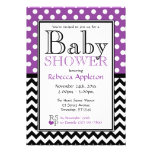 Polka Dot Purple & Chevron Baby Shower Personalized Invitation