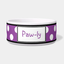 Polka Dot Purple Personalized Dog Bowl pet bowls