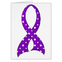Polka Dot Purple Ribbon Alzheimer's Disease Greeting Card