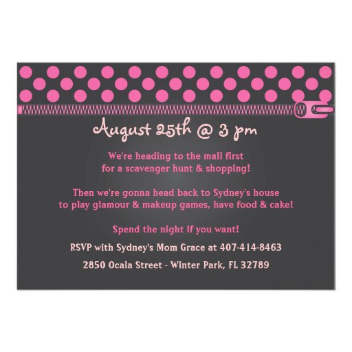 Polka Dot Purse Birthday Party Invitations