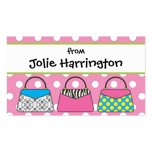 Polka Dot Purse Handbag Gift Card Calling Card Business Cards (front side)