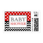 Polka Dot Red & Chevron Baby Shower Postage
