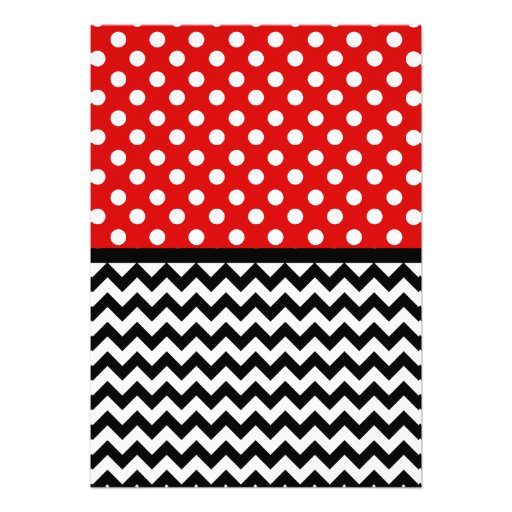 Polka Dot Red & Chevron Bridal Shower Invitations