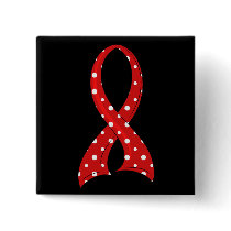 Polka Dot Red Ribbon Blood Cancer Pin