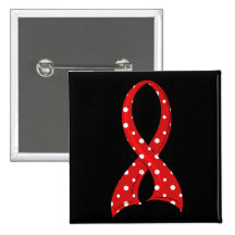 Polka Dot Red Ribbon Blood Cancer Pin