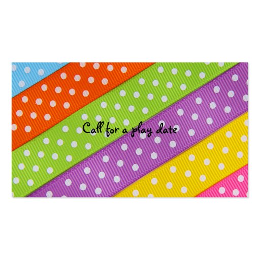Polka Dot Ribbons Mommy calling card Business Cards (back side)
