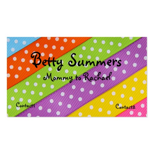 Polka Dot Ribbons Mommy calling card Business Cards (front side)