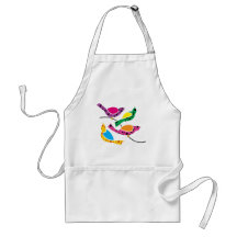 Polka Dot Song Birds - Abstract Pop Art Aprons
