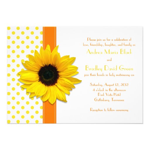 Polka Dot Sunflower Wedding Invitation