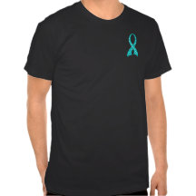 Polka Dot Teal Ribbon Cervical Cancer Tshirt