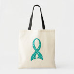 Polka Dot Teal Ribbon Ovarian Cancer Canvas Bag