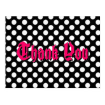Polka Dot Thank You Postcard - Pink Shadowed Text* postcards