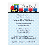 Polka Dot Train Boy Baby Shower Invite