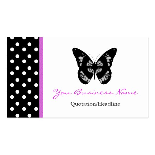 Polka Dot Trimmed Butterfly Business Card (front side)